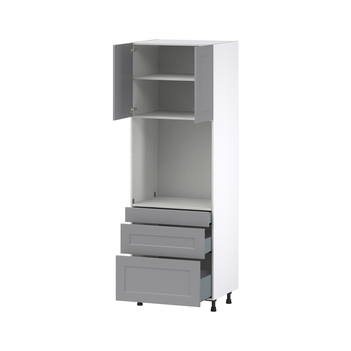 Willow Painted Slate Gray  Shaker Assembled Single Oven  Cabinet with Drawers (30 in. W x 89.5 in. H x 24 in. D)