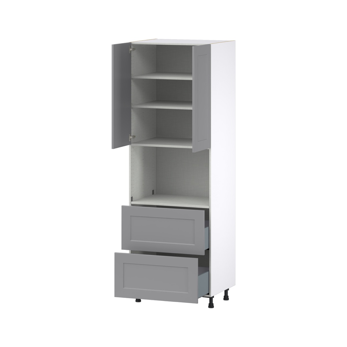 Willow Painted Slate Gray  Shaker Assembled Pantry Microwave  Cabinet with 2 Drawers (30 in. W x 89.5 in. H x 24 in. D)