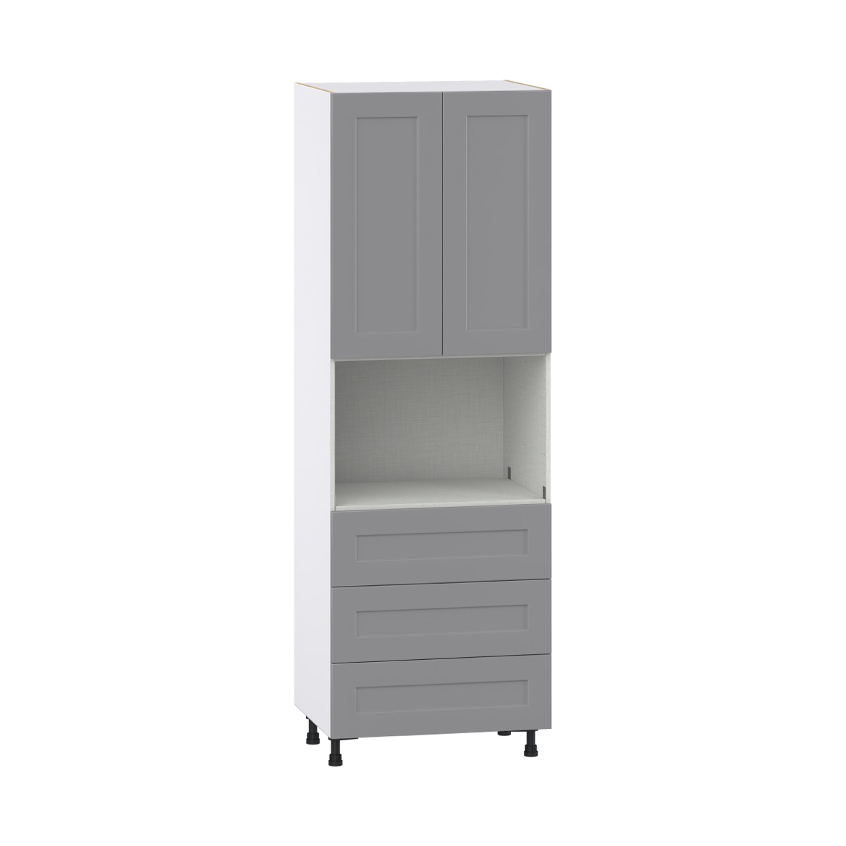 Willow Painted Slate Gray  Shaker Assembled Pantry Microwave Cabinet with 3 Even Drawers (30 in. W X 89.5 in. H X 24 in. D)