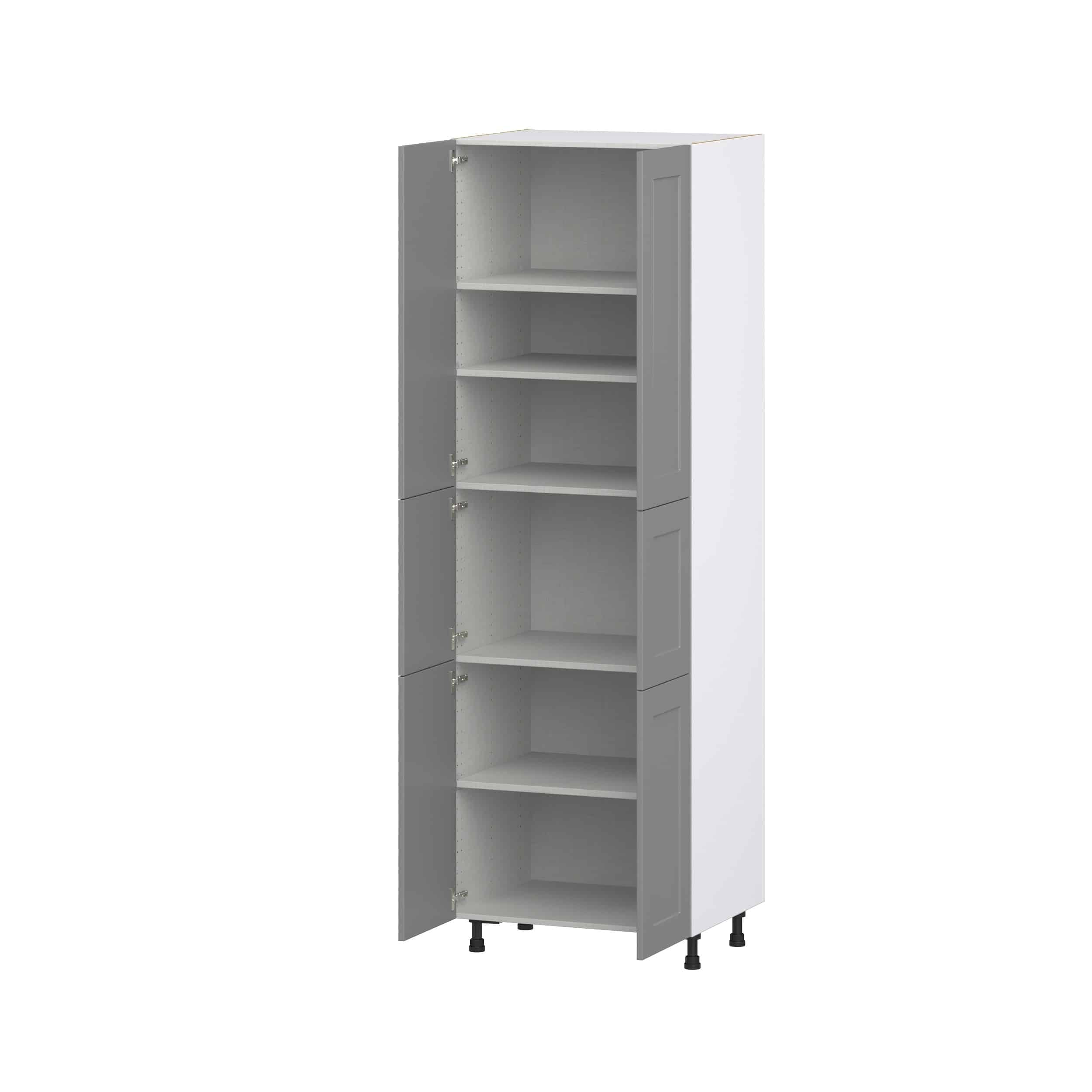 Willow Painted Slate Gray Shaker Assembled Pantry Cabinet with 5 Shelves (30 in. W x 94.5 in. H x 24 in. D)