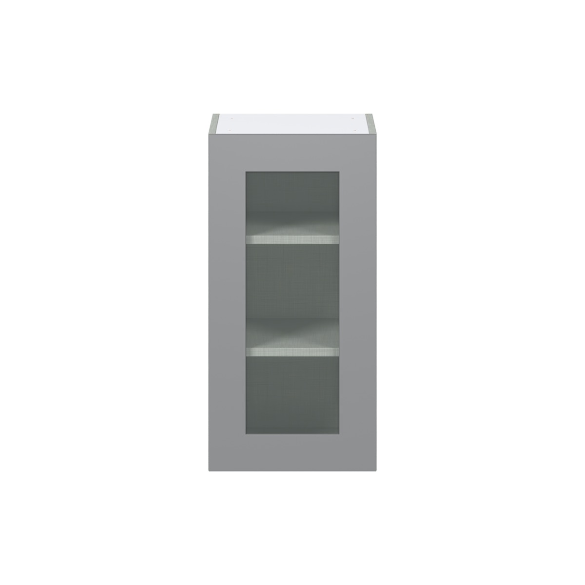 Willow Painted Slate Gray Assembled Wall  Cabinet with a Full High Glass Door (15 in. W x 30 in. H x 14 in. D)