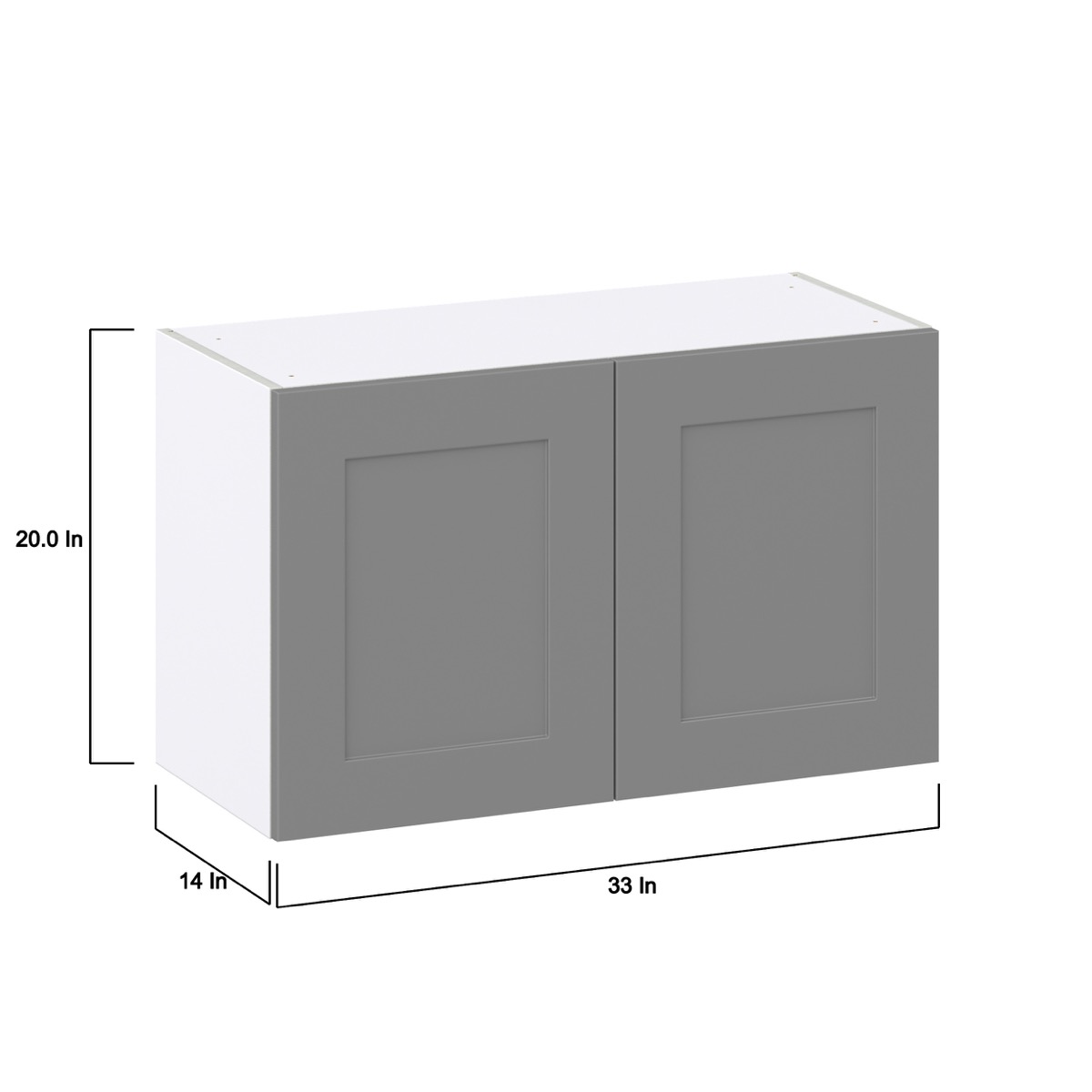 Willow Painted Slate Gray  Shaker Assembled Wall Bridge  Cabinet (33 in. W X 20 in. H X 14 in. D)