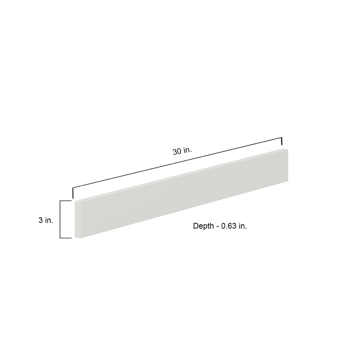 3 in. W x 30 in. H x 0.63 in. D  Wisteria Painted Light Gray  Cabinet Filler Strip