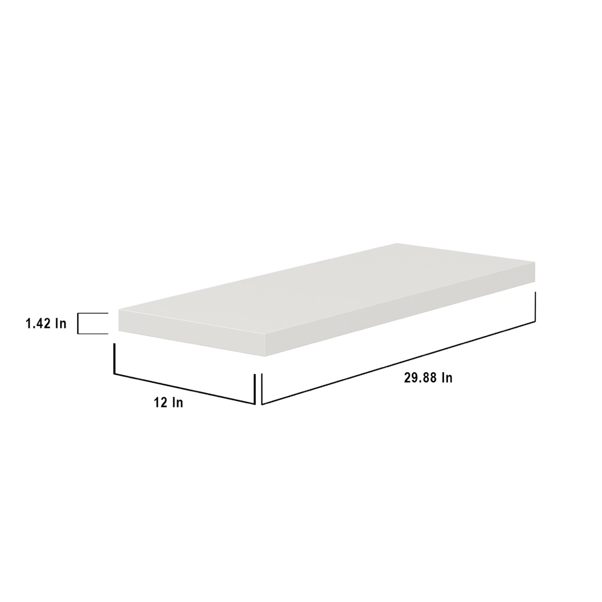 30 in. W X 1.5 in. H X 12 in. D  Light Gray Floating Shelf with Mounting Bracket