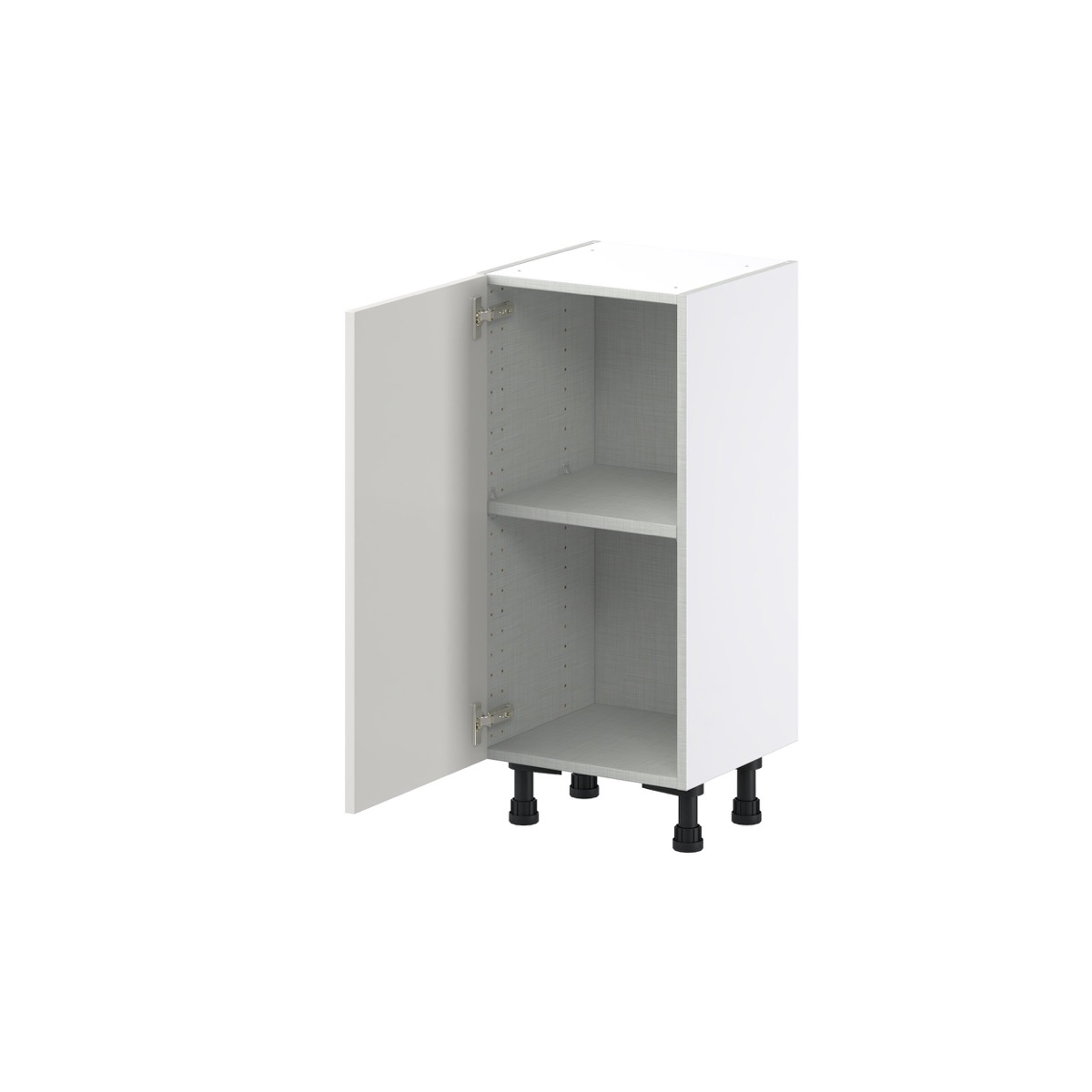 Wisteria Painted Light Gray Recessed Assembled Shallow Base Cabinet with a Full High Door (15 in. W x 34.5 in. H x 14 in. D)