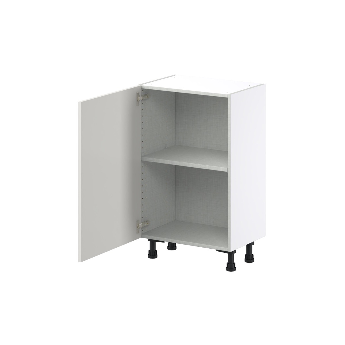 Wisteria Painted Light Gray Recessed Assembled Shallow Base Cabinet with a Full High Door (21 in. W x 34.5 in. H x 14 in. D)