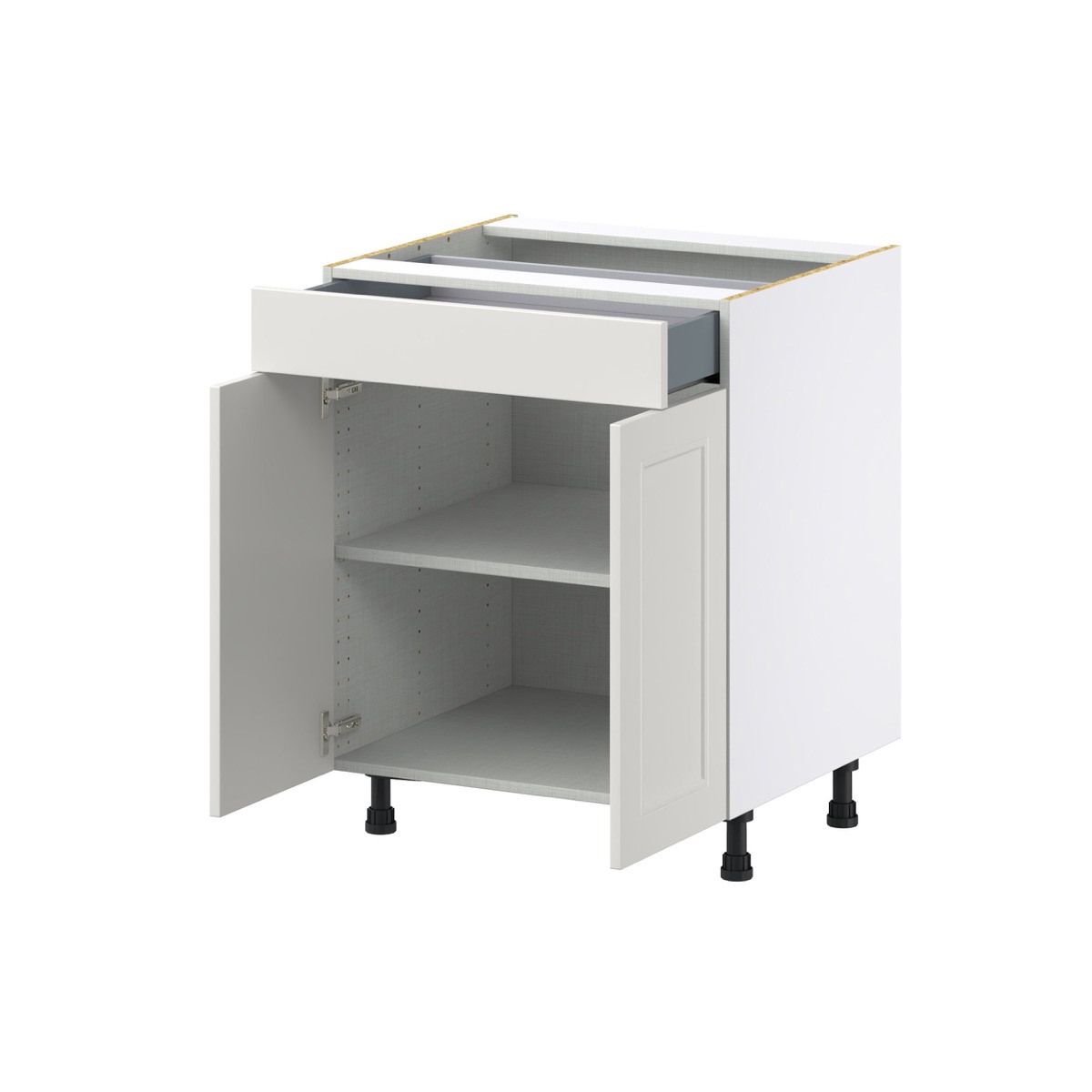 Wisteria Painted Light Gray Recessed Assembled Base Cabinet with 2 Doors and a Drawer (27 in. W X 34.5 in. H X 24 in. D)