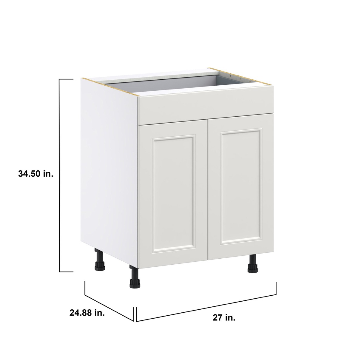 Wisteria Painted Light Gray Recessed Assembled Base Cabinet with 2 Doors and a Drawer (27 in. W X 34.5 in. H X 24 in. D)