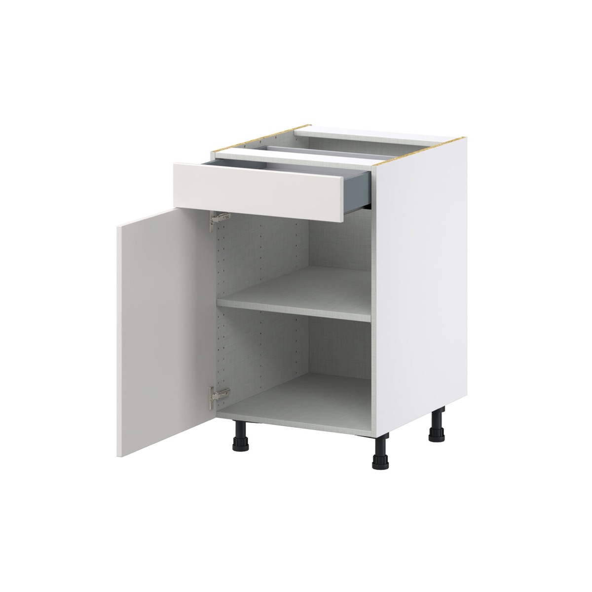 Wisteria Painted Light Gray Recessed Assembled Base Cabinet with a Door and a Drawer (21 in. W X 34.5 in. H X 24 in. D)