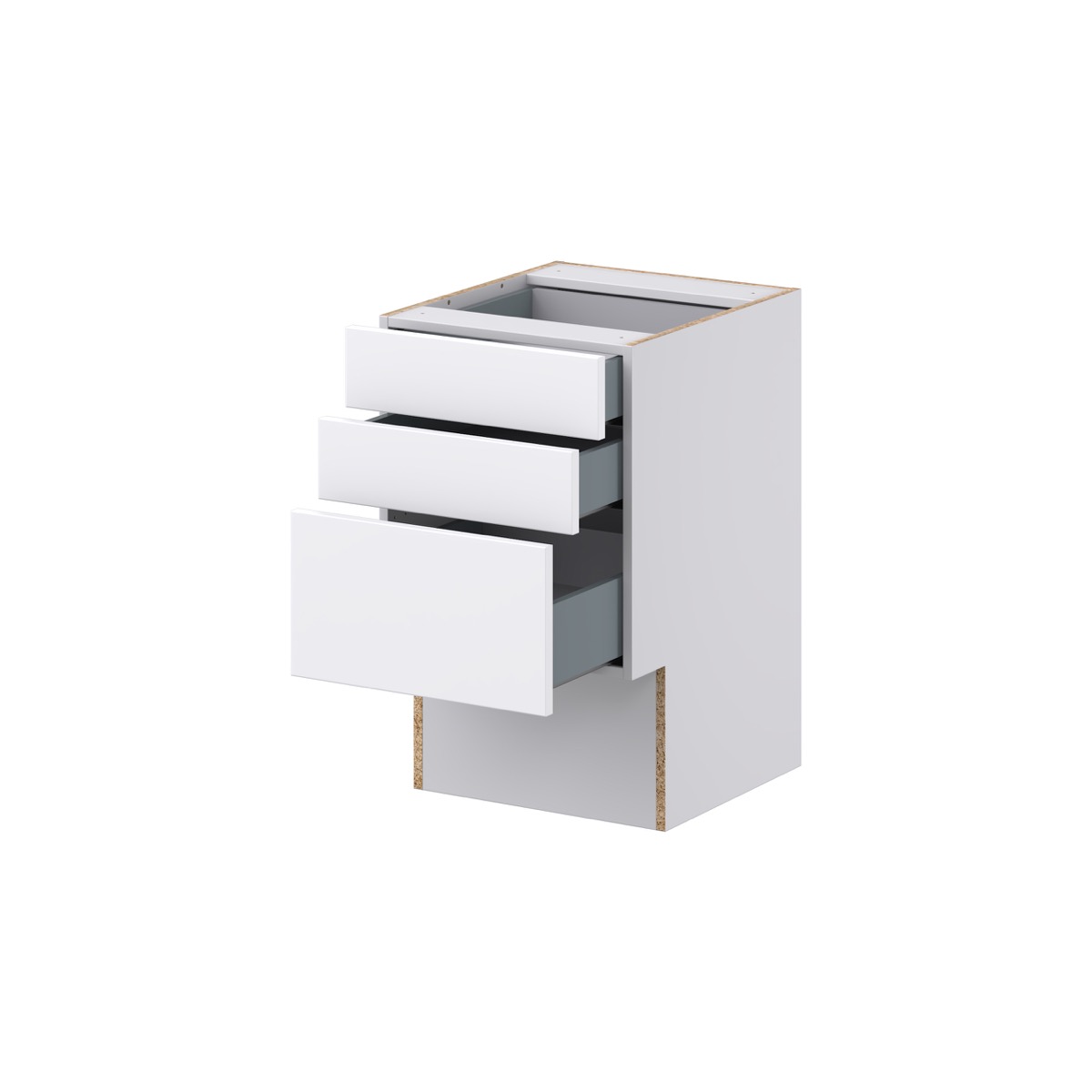 Wisteria Painted Light Gray Recessed Assembled 18 in. W x 30 in. H x 21 in. D Vanity ADA Drawer Base Cabinet with 3 Drawers