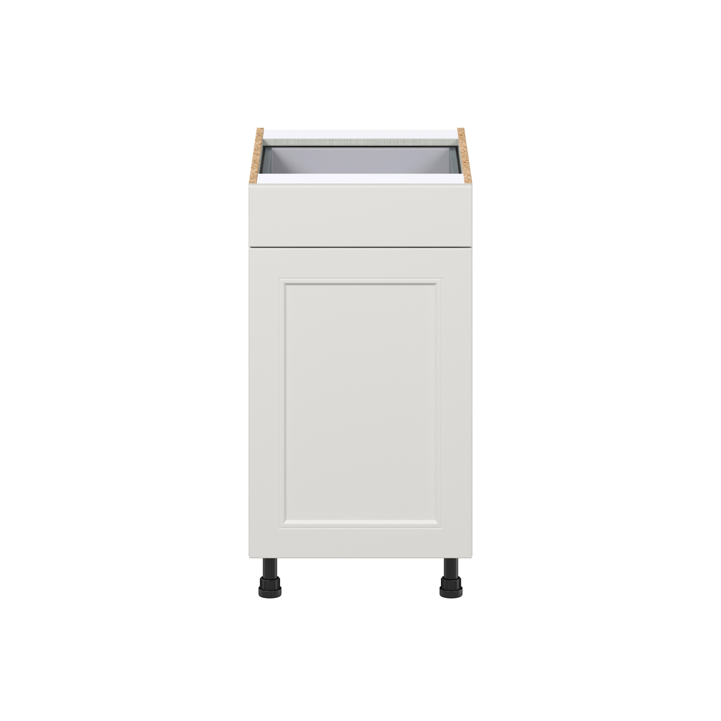 Wisteria Painted Light Gray Recessed Assembled with 1 Drawer and 2 Pull Out Waste Bin Kitchen Cabinet (18 in. W x 34.5 in. H x 24 in. D)