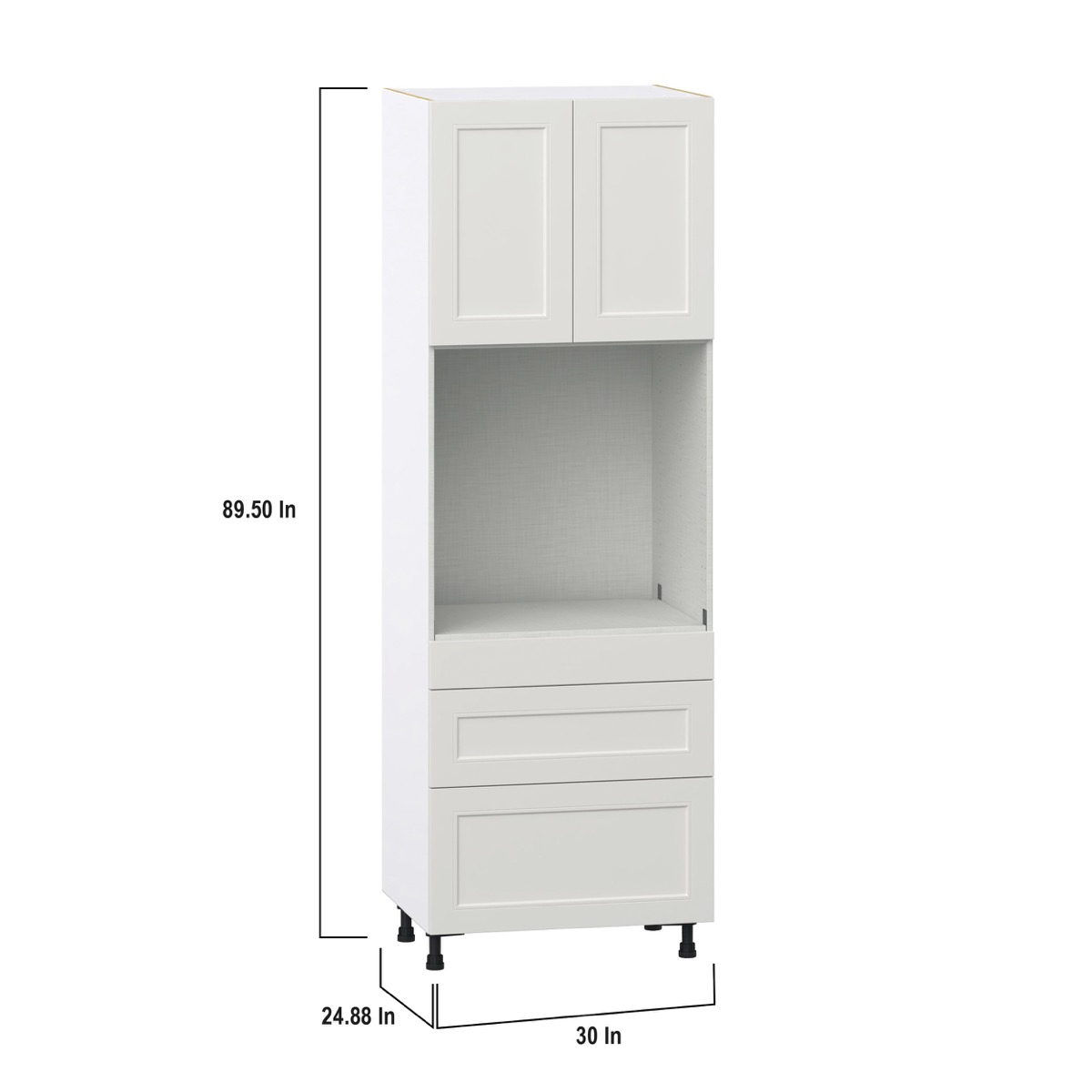 Wisteria Painted Light Gray Recessed Assembled Single Oven  Cabinet with Drawers (30 in. W x 89.5 in. H x 24 in. D)