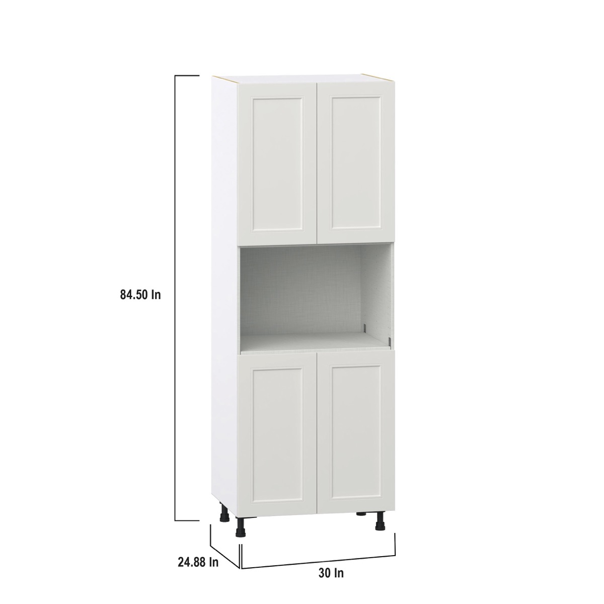 Wisteria Painted Light Gray Recessed Assembled Pantry Micro/Oven  Cabinet (30 in. W x 84.5 in. H x 24 in. D)