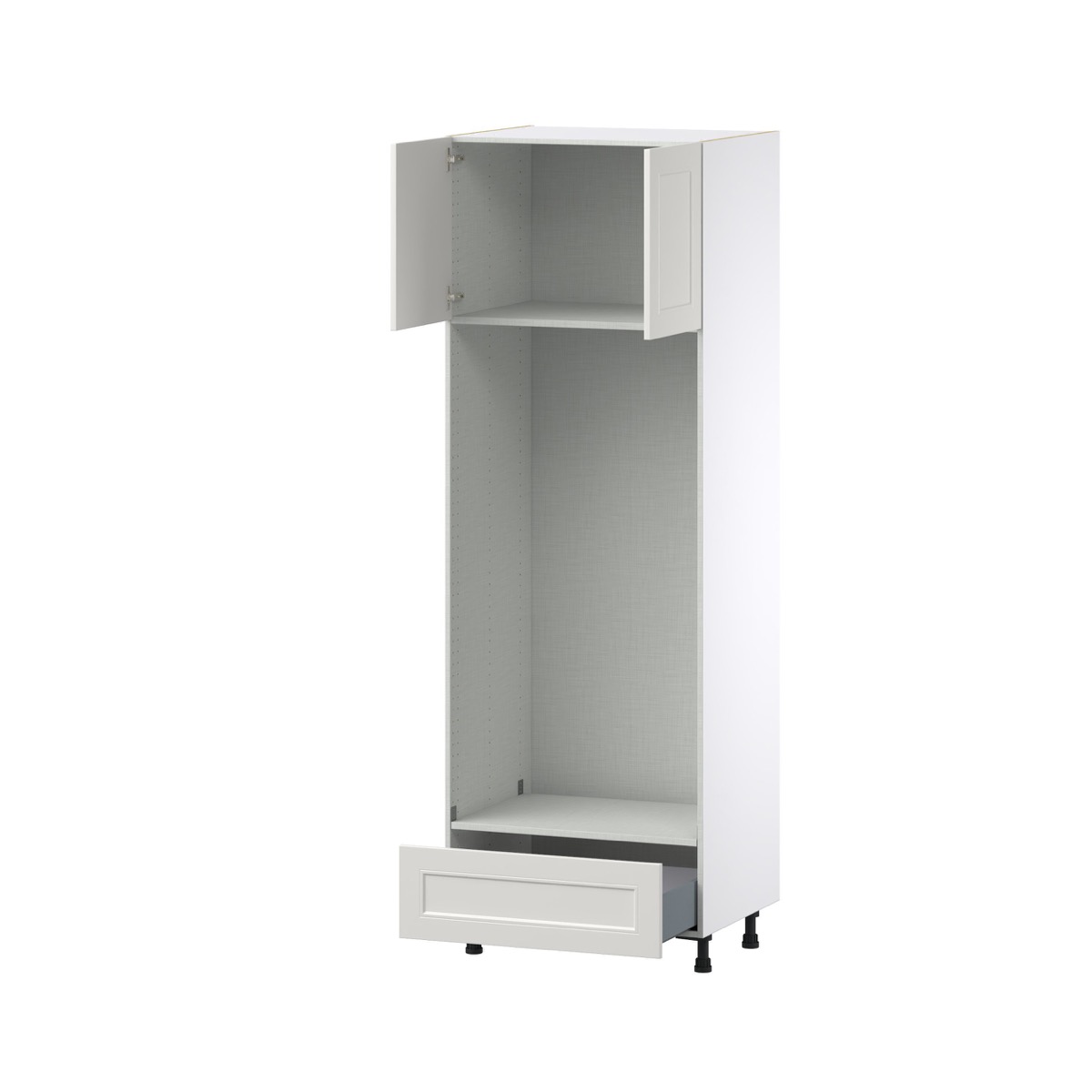 Wisteria Painted Light Gray Recessed Assembled Pantry Micro/Oven Cabinet with Drawer (30 in. W X 89.5 in. H X 24 in. D)