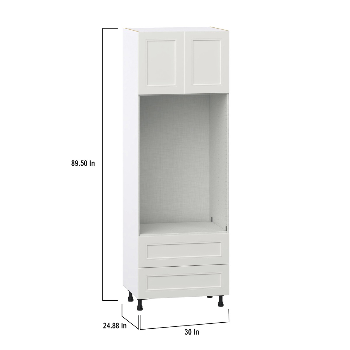 Wisteria Painted Light Gray Recessed Assembled Pantry Micro/Oven Combo  Cabinet with 2 Drawers (30 in. W x 89.5 in. H x 24 in. D)