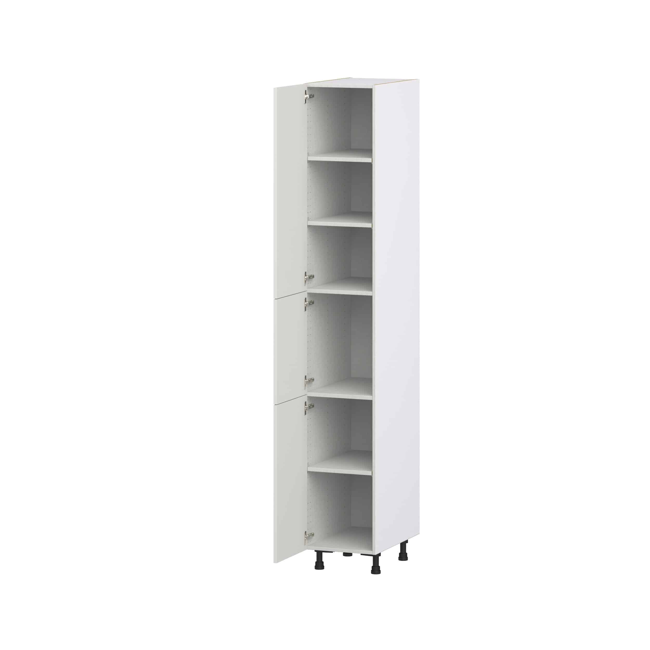 Wisteria Painted Light Gray Recessed Assembled Pantry Cabinet with 5 Shelves (15 in. W x 94.5 in. H x 24 in. D)