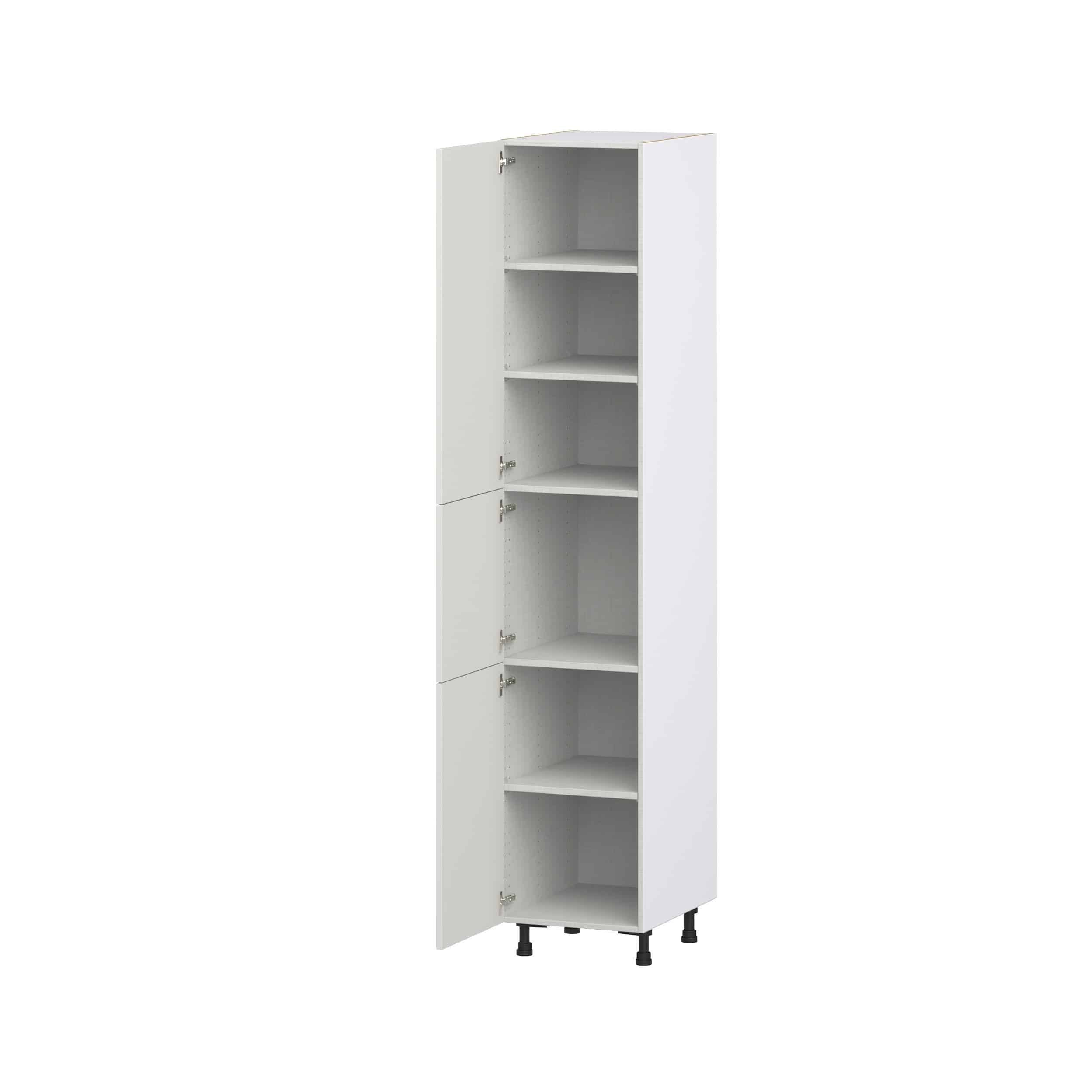 Wisteria Painted Light Gray Recessed Assembled Pantry Cabinet with 5 Shelves (18 in. W x 94.5 in. H x 24 in. D)