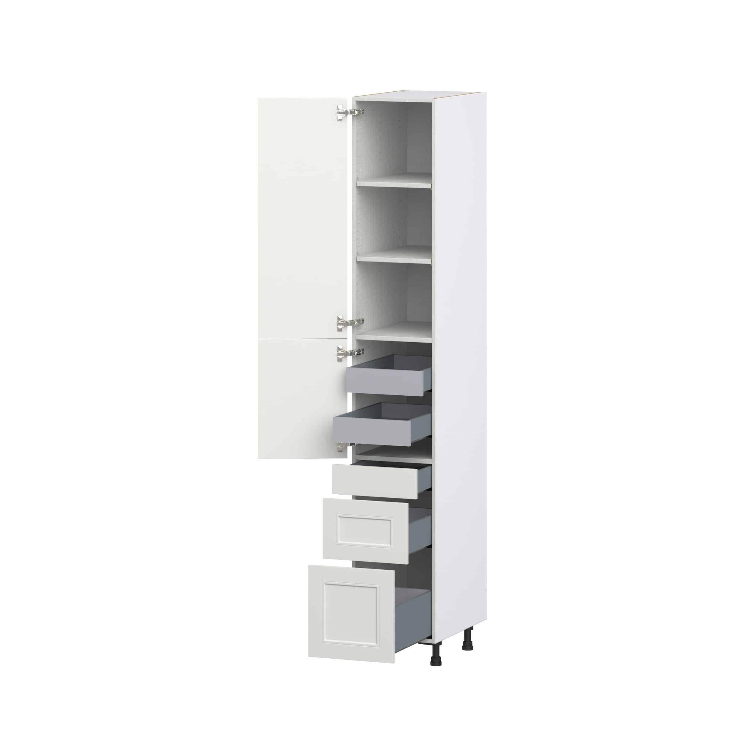 Wisteria Painted Light Gray Recessed Assembled Pantry Cabinet with 3 Drawers and 2 Inner Drawers (15 in. W x 94.5 in. H x 24 in. D)