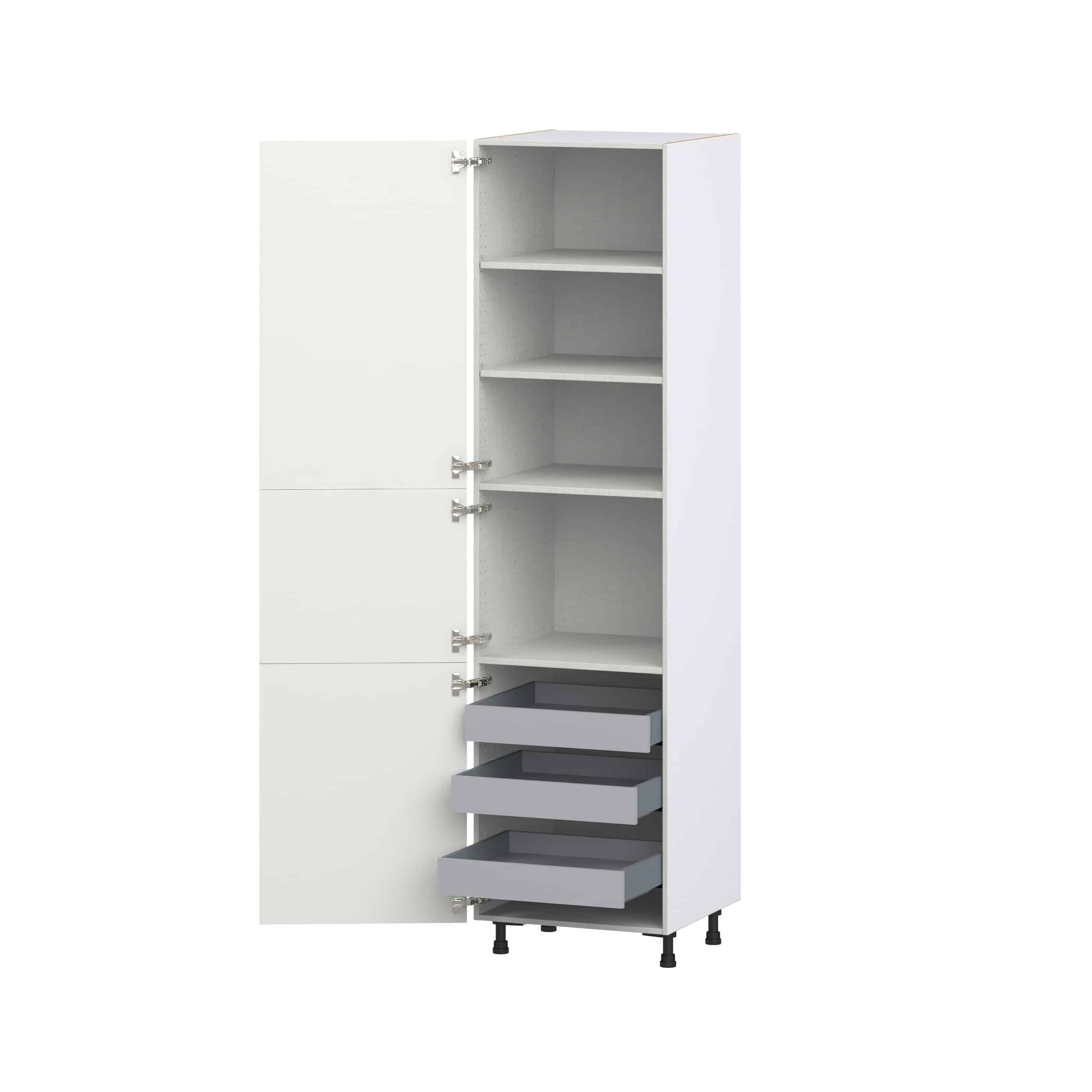 Wisteria Painted Light Gray Recessed Assembled Pantry Cabinet with 2 Doors and 3 Inner Drawers (24 in. W X 94.5 in. H X 24 in. D)