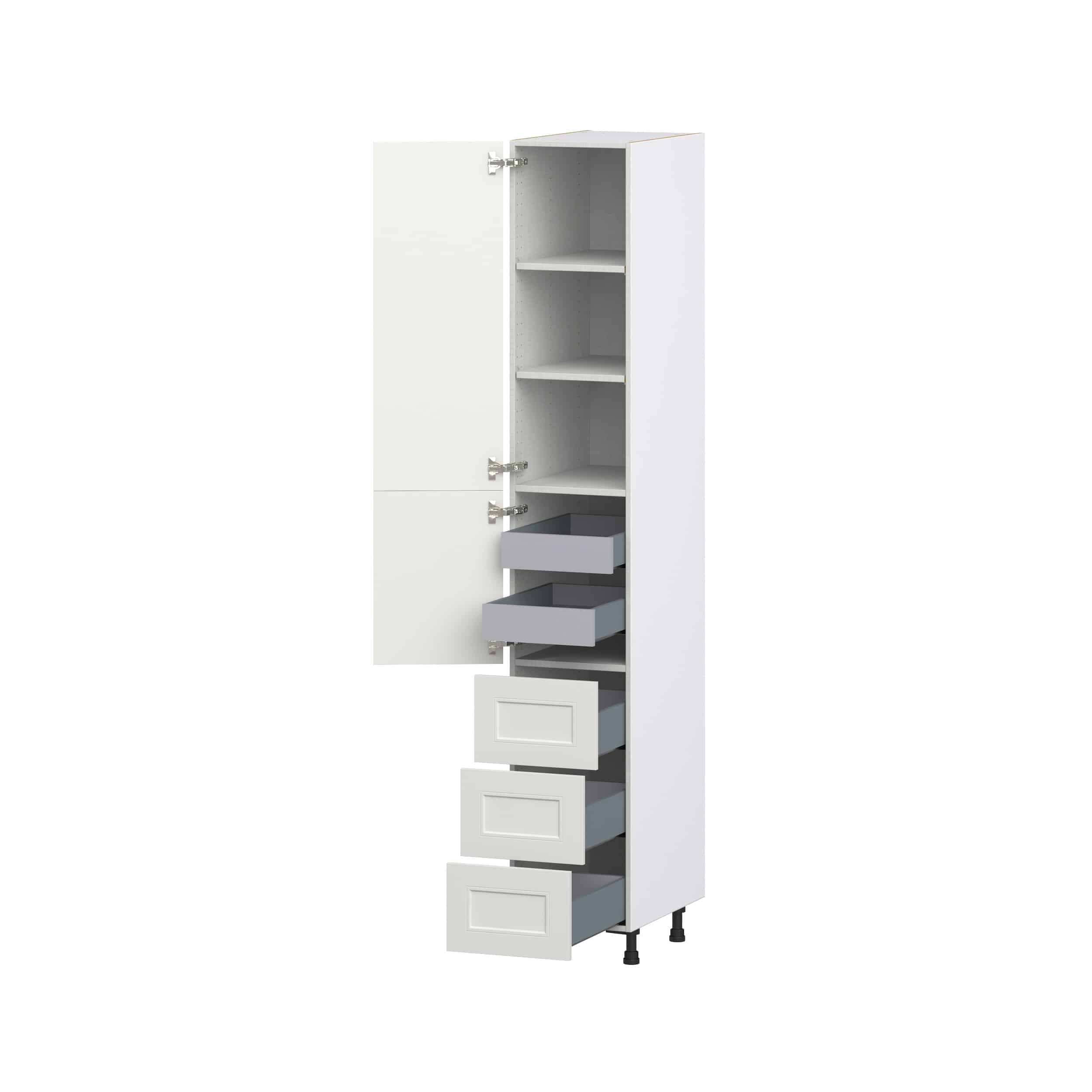 Wisteria Painted Light Gray Recessed Assembled Pantry Cabinet 2 Doors with 3 Drawers and 2 Inner Drawers (15 in. W X 94.5 in. H X 24 in. D)