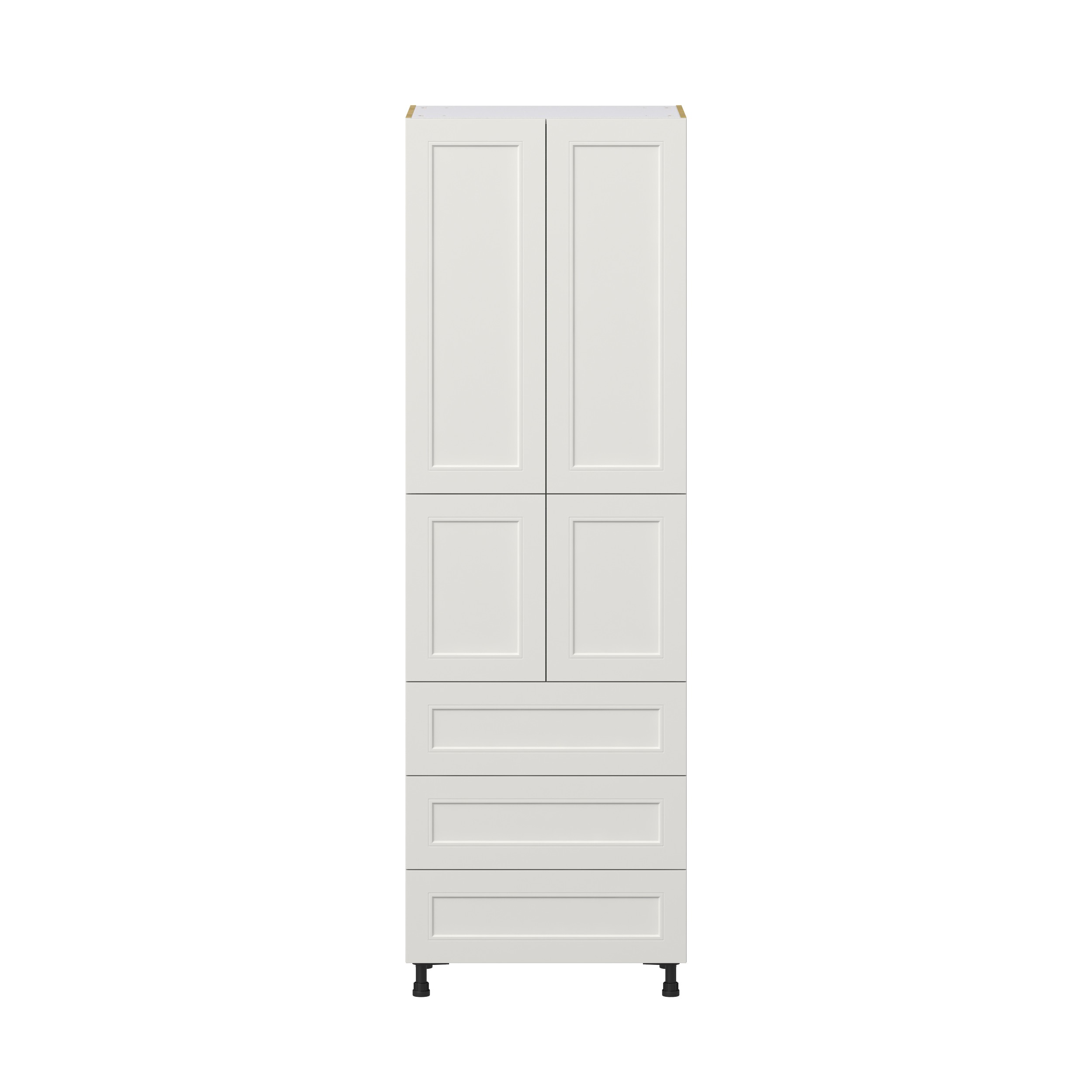 Wisteria Painted Light Gray Recessed Assembled Pantry Cabinet 4 Doors with 3 Drawers and 2 Inner Drawers (30 in. W X 94.5 in. H X 24 in. D)