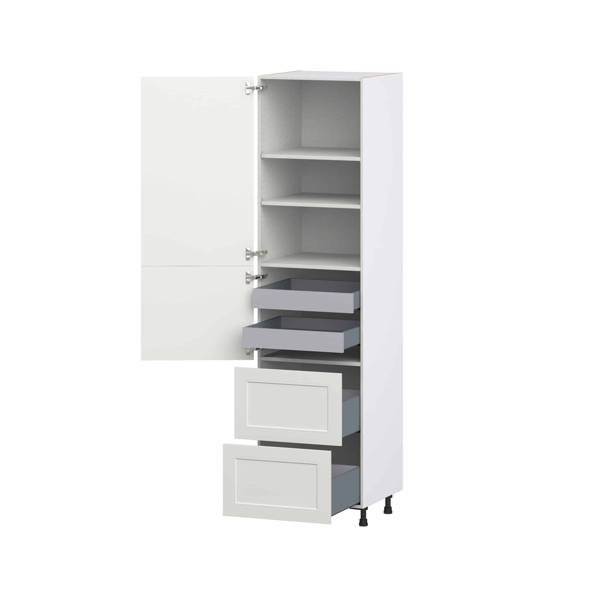 Wisteria Painted Light Gray Recessed Assembled Pantry Cabinet 1 Doors with 2 Drawers and 2 Inner Drawers (24 in. W X 94.5 in. H X 24 in. D)