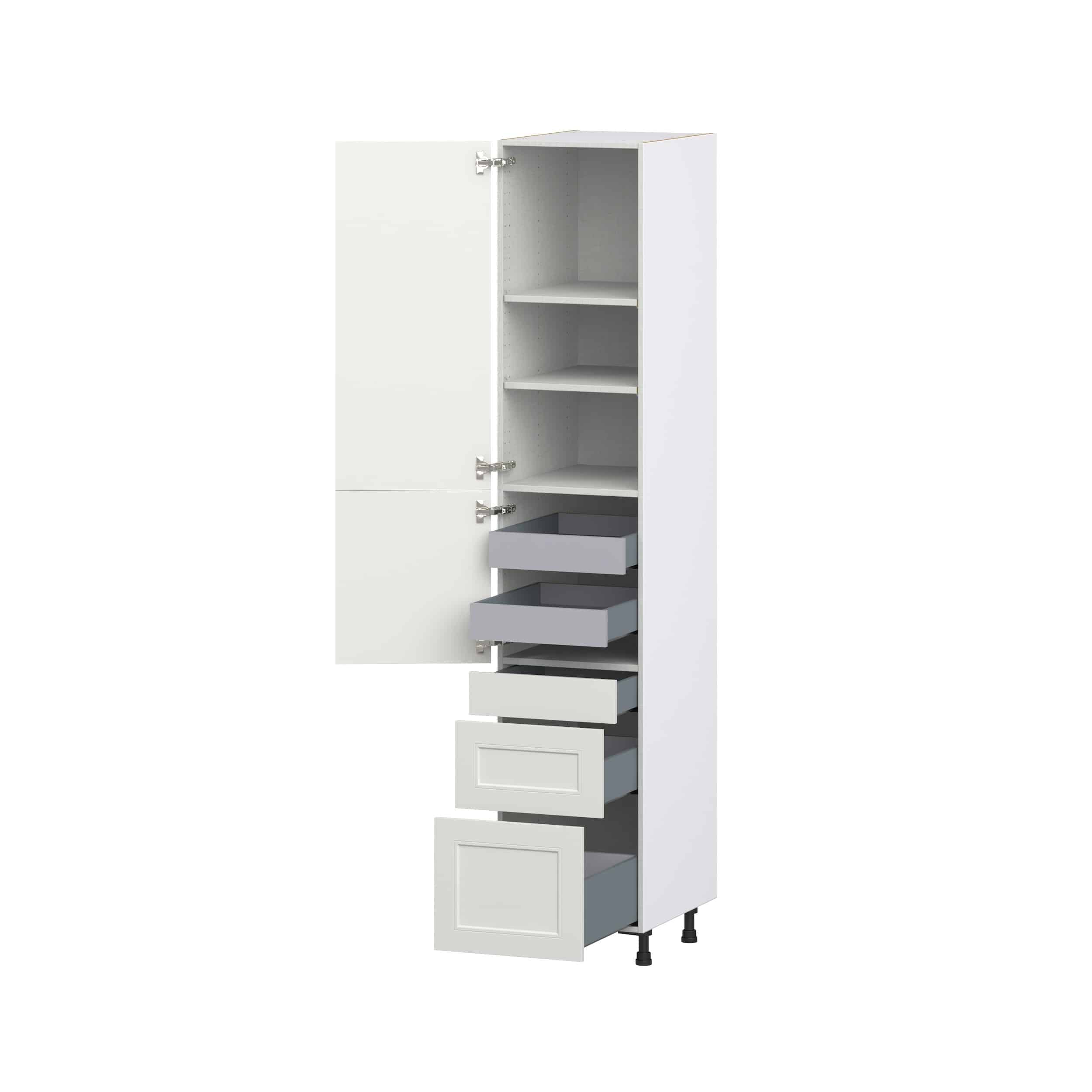 Wisteria Painted Light Gray Recessed Assembled Pantry Cabinet with 3 Drawers and 2 Inner Drawers (18 in. W X 94.5 in. H X 24 in. D)