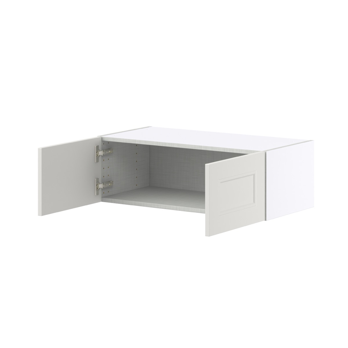 Wisteria Painted Light Gray Recessed Assembled Wall Bridge  Cabinet (30 in. W x 10 in. H x 14 in. D)