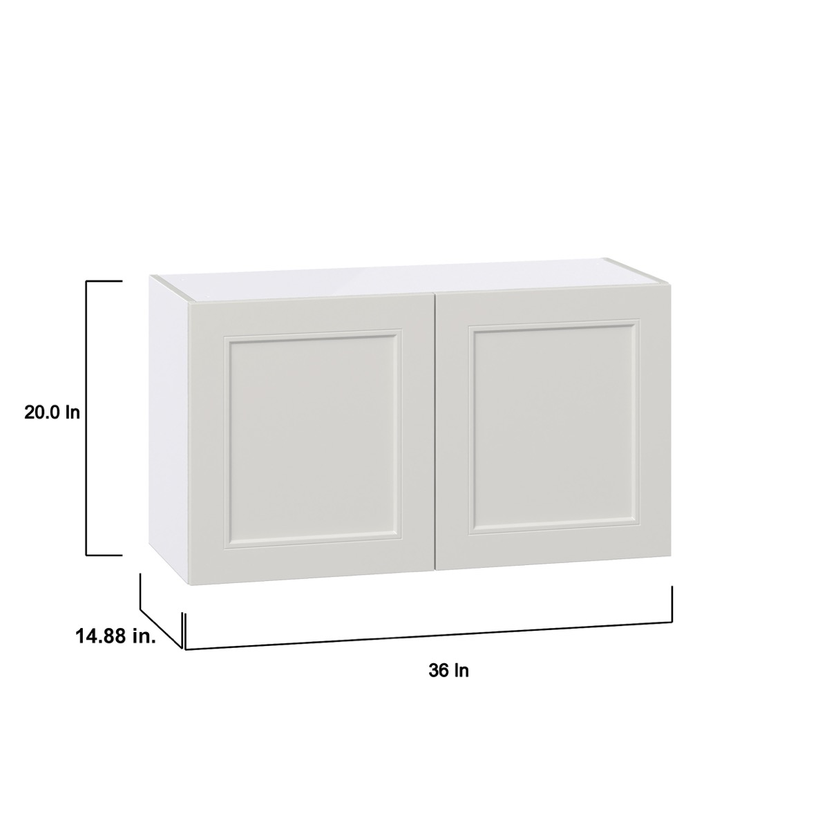 Wisteria Painted Light Gray Recessed Assembled  Wall Bridge  Cabinet (36 in. W X 20 in. H X 14 in. D)