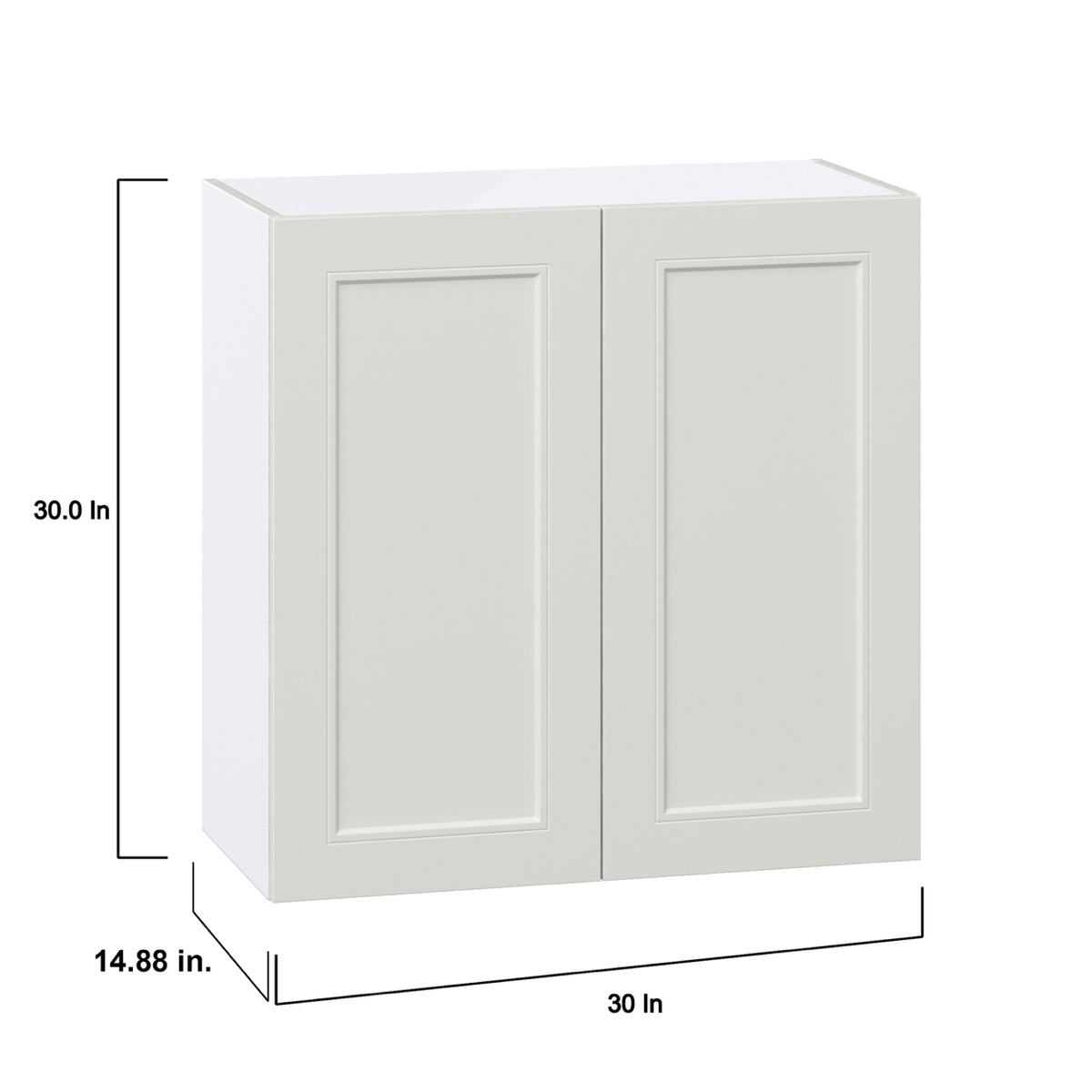 Wisteria Painted Light Gray Recessed Assembled Wall  Cabinet with 2 Full High Doors (30 in. W x 30 in. H x 14 in. D)