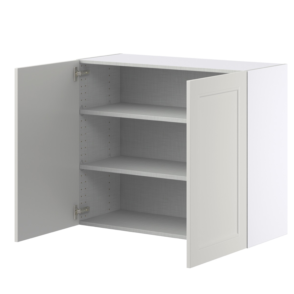 Wisteria Painted Light Gray Recessed Assembled Wall  Cabinet with 2 Full High Doors (36 in. W x 30 in. H x 14 in. D)