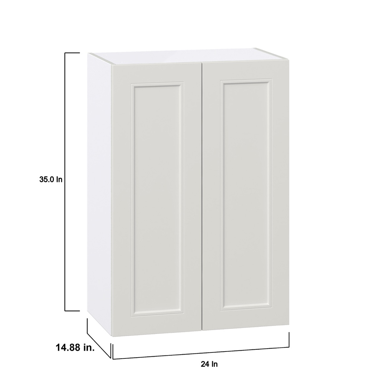 Wisteria Painted Light Gray Recessed Assembled Wall  Cabinet with 2 Full High Doors (24 in. W x 35 in. H x 14 in. D)