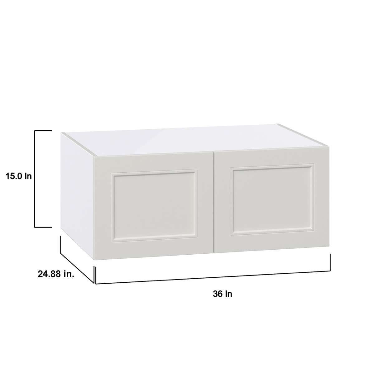 Wisteria Painted Light Gray Recessed Assembled Deep Wall Bridge  Cabinet (36 in. W X 15 in. H X 24 in. D)