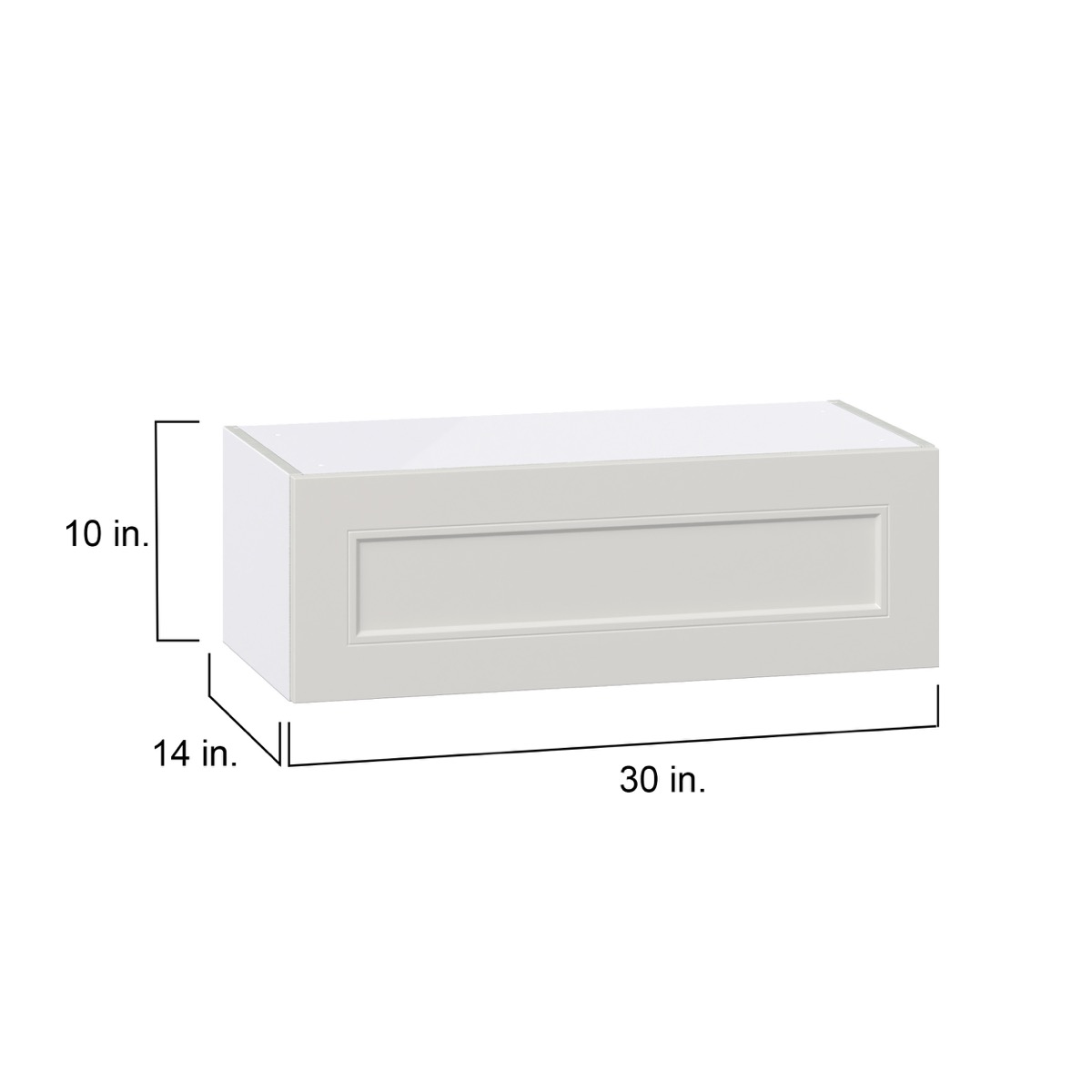 Wisteria Painted Light Gray Recessed Assembled Wall Bridge Cabinet with Lift Up Door (30 in. W X 10 in. H X 14 in. D)