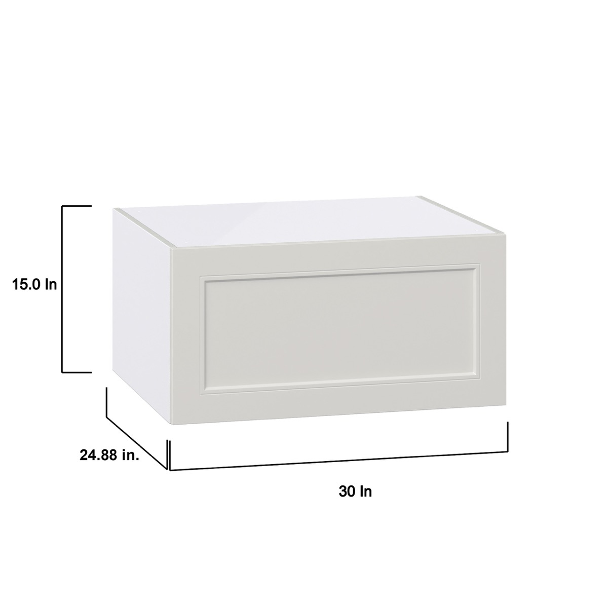 Wisteria Painted Light Gray Recessed Assembled Deep Wall Bridge  Cabinet with Lift Up Door (30 in. W x 15 in. H x 24 in. D)