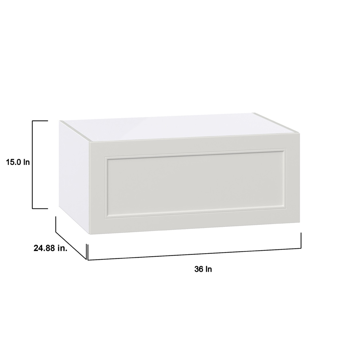 Wisteria Painted Light Gray Recessed Assembled Deep Wall Bridge  Cabinet with Lift Up Door (36 in. W x 15 in. H x 24 in. D)