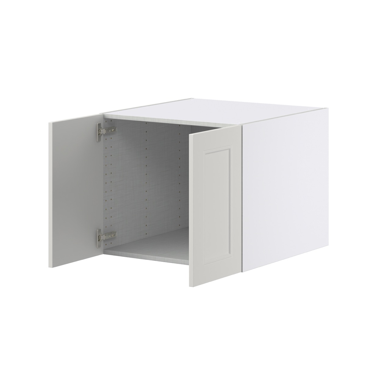 Wisteria Painted Light Gray Recessed Assembled Wall  Cabinet with 2 Full High Doors (24 in. W X 20 in. H X 24 in. D)