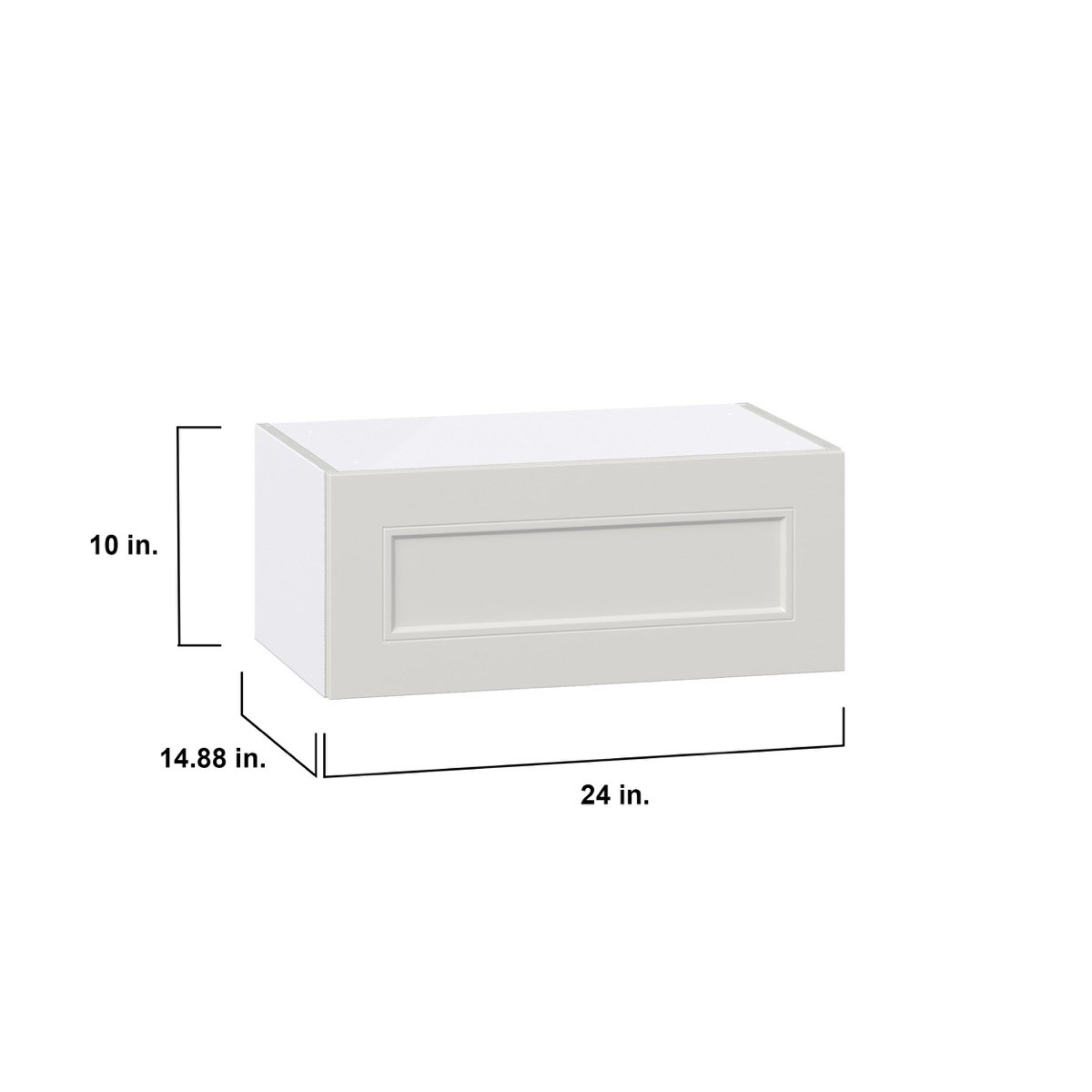 Wisteria Painted Light Gray Recessed Assembled Wall Bridge  Cabinet with Lift Up Door (24 in. W X 10 in. H X 14 in. D)