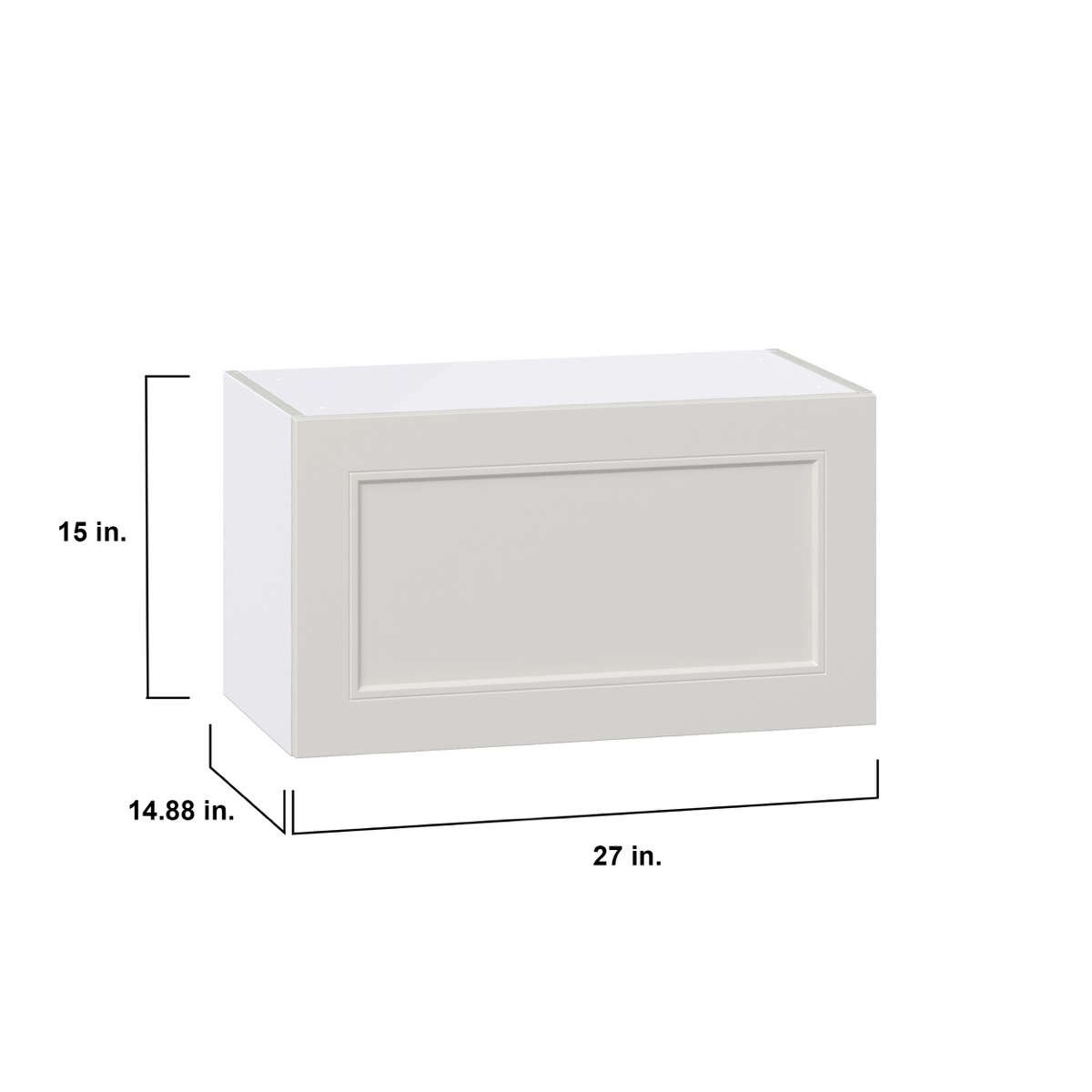 Wisteria Painted Light Gray Recessed Assembled Wall Bridge Cabinet with Lift Up Door (27 in. W X 15 in. H X 14 in. D)