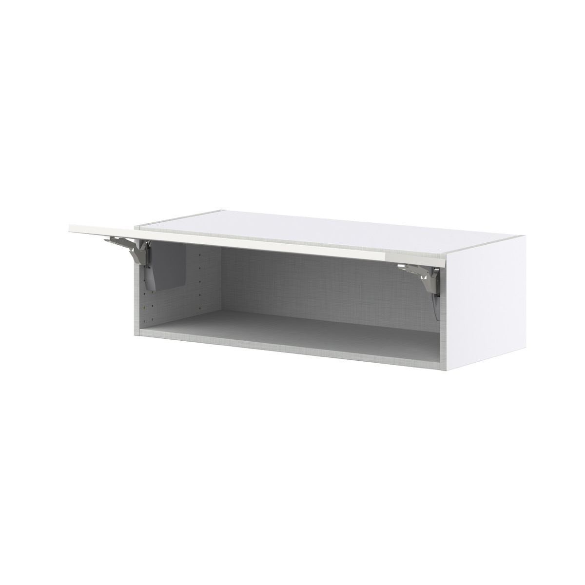 Wisteria Painted Light Gray Recessed Assembled Wall Bridge  Cabinet with Lift Up Door (33 in. W X 10 in. H X 14 in. D)