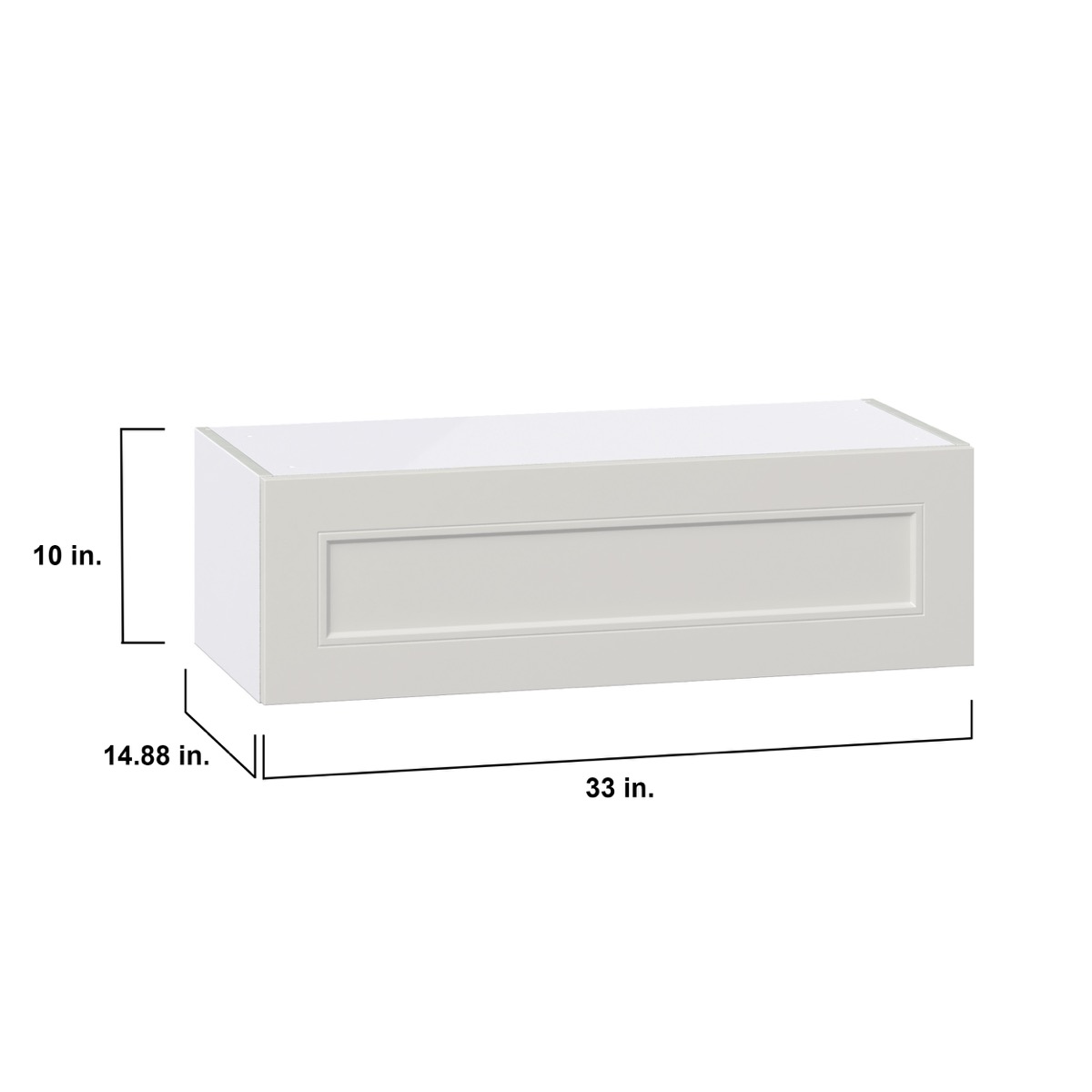 Wisteria Painted Light Gray Recessed Assembled Wall Bridge  Cabinet with Lift Up Door (33 in. W X 10 in. H X 14 in. D)