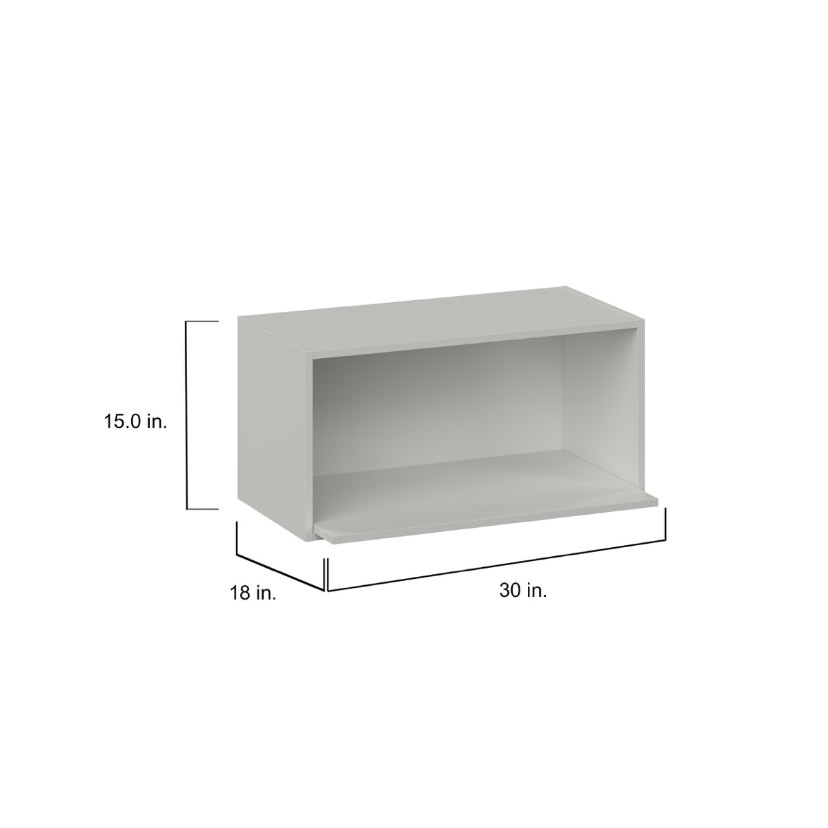 Wisteria Painted Light Gray Recessed Assembled Wall Microwave Shelf  Cabinet (30 in. W X 15 in. H X 14 in. D)